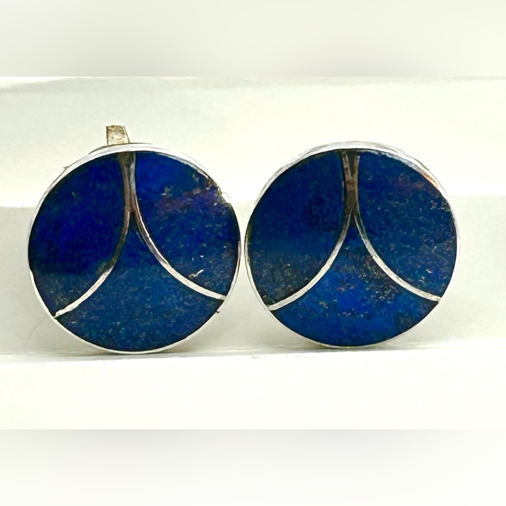 Antique Lapis Lazuli Silver Earrings- European
